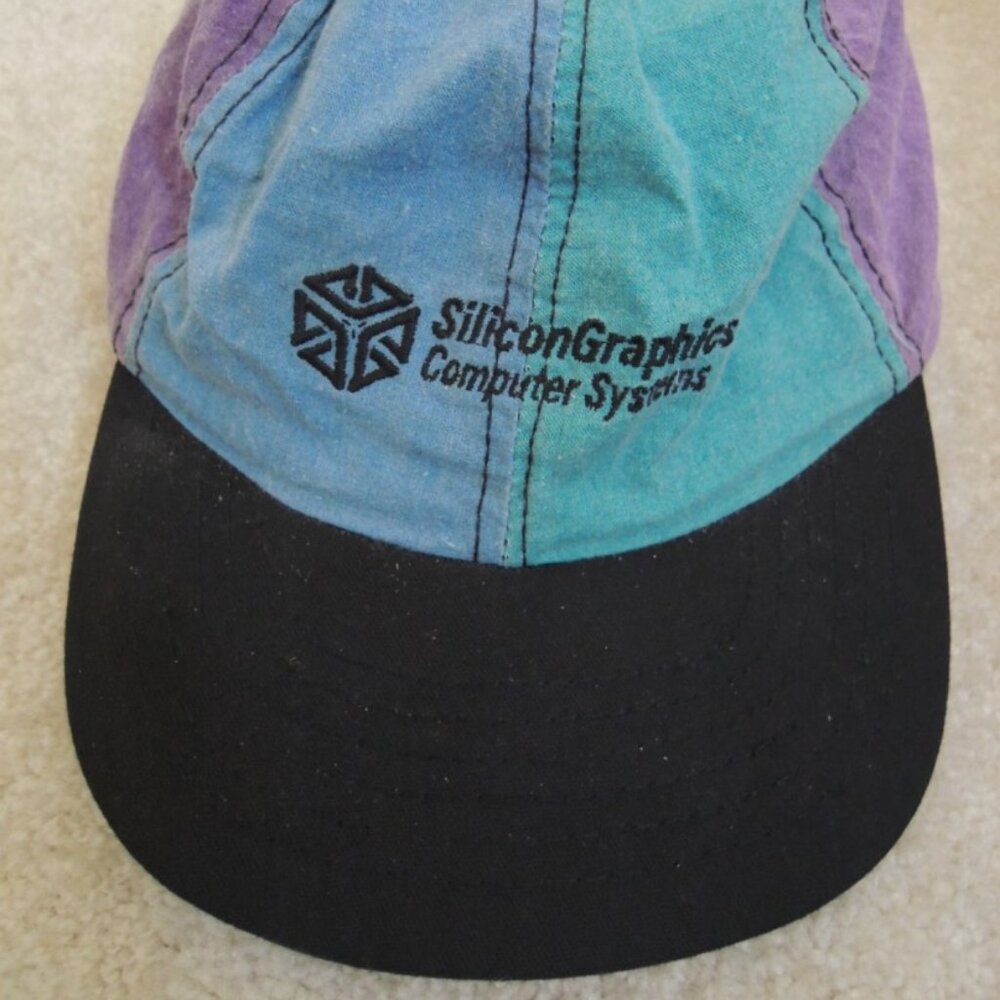 Baseball Cap One Size Multicolor +Black Silicon Graphics Collectible Vtg 90s Hat